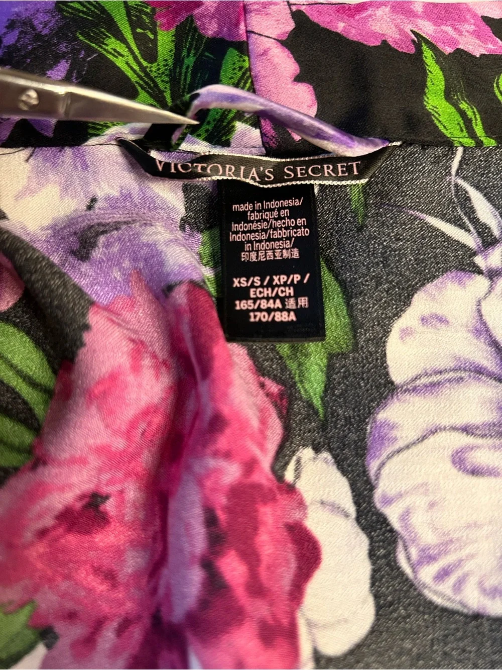 Victoria’s Secret Satin Robe Purple Floral Lace Luxurious